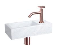 Differnz Helios pack lave-mains - 37,5 x 18,5 x 9,5 cm - perçage à droite - robinet courbé cuivre à croisillon SW538261/SW547610/SW705274/SW705490