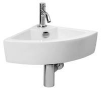 Differnz Keres : Ensemble de lavabo mural - Lavabo en céramique de couleur blanche - Robinet chromé incurvé - Inclus : robinet d'eau froide, bonde et siphon - Dimensions : 32,5 x 32,5 x 12,5 cm