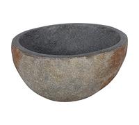 Differnz Lavabo Nusa Ø35-39 x 15 cm - Lave Main en Pierre Naturelle Sans Débordement - Vasque à Poser - Évier Rond - Accessoire de Salle de Bain - Gris