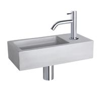 Differnz Ravo kit lave-mains - 38.5x18.5x9cm - Rectangulaire - 1 trou de robinet - Robinet chromé courbé - Gris béton 38.005.07
