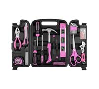 DIFFLIFE Ensemble d'outils à main avec boîte à outils en plastique Rose 131 pièces