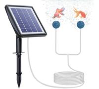 Diffuseur d'air solaire pour étang - Pompe à oxygène pour aquarium - Maintient l'eau de l'étang claire - 2 modes de diffusion - Tuyau de 3 mètres - Noir
