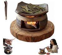 Diffuseur d'aromathérapie en céramique Zen Palo Santo pour parfum domestique, chauffe-cire en céramique faite à la main avec support pour bougie chauffe-plat pour la décoration de méditation (1 pièce)