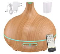 Diffuseur d'aromathérapie - Humidificateur - Technologie à ultrasons - Deux modes de diffusion - Télécommande - Éclairage LED avec 7 couleurs - Fonctionnement silencieux (moins de 36 dB)