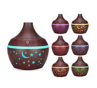 Diffuseur d'arôme 300 mlDiffuseur d'air Humidificateur d'huile Essentielle aromatique Humidificateur de Brume d'aromathérapie 7 lumières LED à Changement de Couleur Réglable(Grain de Bois Clair)
