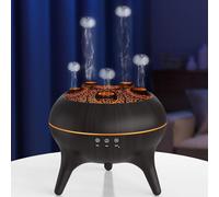 Diffuseur d'arômes et humidificateur d'air - Effet flamme - Crée une ambiance relaxante - Avec haut-parleur Bluetooth - 250 ml - Noir