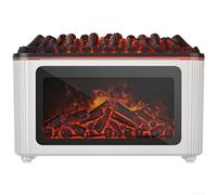 Diffuseur d'arômes USB rétro pour cheminée avec simulation de flamme LED - Diffuseur d'huile parfumée électrique silencieux pour maison, chambre à coucher, bureau, ambiance - 14 cm, blanc