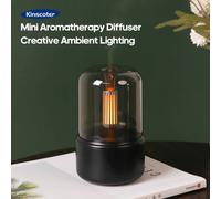 Diffuseur d'arômes vintage avec veilleuse, mini humidificateur d'air de bureau USB, lumière d'ambiance créative, idéal comme cadeau/ensemble d'huiles essentielles Black 120ml