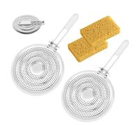 Diffuseur de Chaleur en Acier Inoxydable Anti-brûlure Poignée Blanche, Lot de 2, Plaque Réducteur de Flamme pour Cuisinière Gaz et Électrique, Accessoire Cuisson pour Mijotage