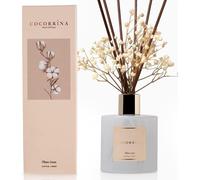 Diffuseur de parfum d'ambiance en rotin, 200 ml, avec 8 bâtonnets parfumés - Senteur de linge frais, longue durée