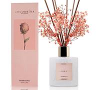 Diffuseur de parfum d'ambiance en rotin, senteur bois de santal et rose, 200 ml, avec 8 bâtonnets parfumés