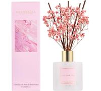 Diffuseur de parfum d'ambiance, flacon de 200 ml, senteur Sel et eau de rose. Diffusion longue durée avec 8 bâtonnets parfumés