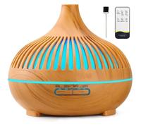 Diffuseur d'Huiles Essentielles 550ml, Télécommande d'humidificateur Ultrasonique avec 15 Lumières LED pour Maison/Yoga/Bureau