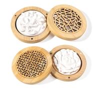 Diffuseur d'huiles essentielles - AIMOONSA - Lot de 2 (style 2) - Bois & pierre - Motif floral tridimensionnel - Sans électricité