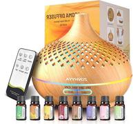 Diffuseur d'huiles essentielles de 500 ml avec télécommande, 3 minuteries et arrêt automatique