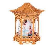Diffuseur d'huiles essentielles et veilleuse chinoise, humidificateur d'ambiance de 160 ml avec deux modes de brume, LED chaude/froide, grain bois clair