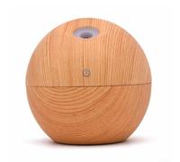 Diffuseur d'huiles essentielles USB de 130 ml et humidificateur d'aromathérapie avec lumières LED colorées, design compact en grain de bois pour voiture et maison (grain de bois clair)