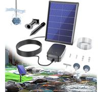 Diffuseur d'oxygène pour étang - Pompe à oxygène pour aquarium - Apporte de l'oxygène - Fonctionnement à énergie solaire - Panneau solaire de 4W - Noir