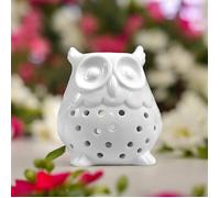 Diffuseur Huile Essentielle et Parfum Maison - Photophore Aromathérapie en Céramique Blanche Hibou, Haut: 12cm - Zen'Arôme