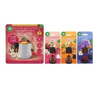 AIR WICK Diffuseur lumineux Vanille 20ml + 3 Recharges: Vanille et Framboise + Fleur de Citronnier + Lavande et Eucalyptus
