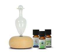Diffuseur nébulisation bao + 3 huiles télétravail, pack aromathérapie focus
