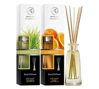 Diffuseur Parfum de Lemongrass & Orange 2x100ml - Diffuseur de Parfum Set - Huile Essentielle Diffuseur - Diffuseur d'arômes - Aromathérapie - Parfum de Ambiance - Parfum Frais et de Longue Durée