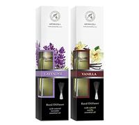 Diffuseur Parfum de Vanille 100ml & Diffuseur Parfum aux Huile Essentielle Lavande 100ml - Kit Diffuseur Cadeau avec 10 Bâtonnets de Bambou - Meilleur pour Aromathérapie