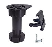 Diforma Lot de 8 pieds de meubles en plastique noir réglable en hauteur avec clips, pieds de meubles de cuisine, pieds d'armoire, vis incluses (8)