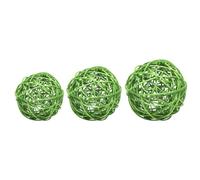 DIGE n27sc08/61 - 9 boules rotin vert anis, diamètre 3, 4 et 5 cm