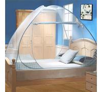 Digead Moustiquaire de Lit Dôme, 180x200cm à Installation Rapide | Portable et Pliable pour Camping et Chambre | Double Porte, Bordure Bleue