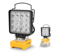 DigiGlow Lampe de travail LED sans fil pour batterie Dewalt 18 V/20 V - 37 W 3700 lumens, charge USB et type C, tête pivotante, idéale pour atelier, camping, situations d'urgence (noir)