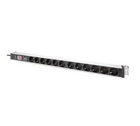 DIGITUS DN-95435 - Bâti de Prises - 12 Prises - avec Interrupteur & Protection Contre Les surtensions - Montage Vertical dans l'armoire réseau ou Serveur