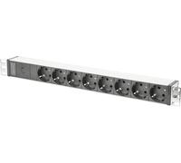 DIGITUS Bandeau de prises en aluminium Digitus avec pré-fusible, 8 prises de sécurité, 2 m d'alimentation, fiche CEI C14