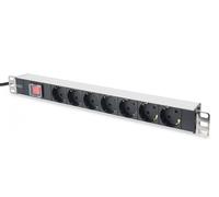 Digitus Bloc multiprise avec profilé en aluminium et interrupteur, prise électrique à contact de protection avec 7 sorties, connecteur à contact de pr