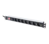 Digitus Bloc multiprise avec profilé en aluminium et interrupteur, prise électrique à contact de protection avec 7 sorties, câble d'alimentation de 2