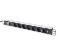 Digitus Bloc multiprise avec profilé en aluminium et protection contre la surcharge, prise électrique à contact de protection avec 7 sorties, connecte