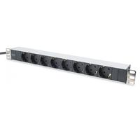 Digitus Bloc multiprise avec profilé en aluminium, prise électrique à contact de protection avec 8 sorties, connecteur à contact de protection pour câ