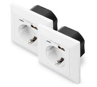 DIGITUS DA-70615 – Prise encastrée avec chargeur USB – Lot de 2 – 1x USB-A jusqu'à 2,8 A / 1x USB-C jusqu'à 2,8 A – Profondeur d'encastrement 32 mm – Compatible avec certains designs – Blanc pur RAL 9