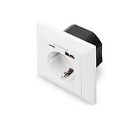 DIGITUS DA-70618 - Chargeur USB encastré - 2X USB-A jusqu'à 2.8A / 1x USB-C jusqu'à 2.8A - Profondeur d'encastrement 32 mm - Conditionnellement Design - Blanc Pur RAL 9003