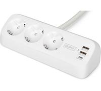 DIGITUS DA-70626 - Coffret mural double avec prises USB et Type-C - Prise de courant avec borne de terre - Indice de protection IP20 - Blanc