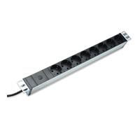DIGITUS Bandeau de prises en aluminium Digitus avec pré-fusible, 8 prises de sécurité, 2 m d'alimentation, fiche CEI C14