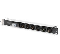DIGITUS DN-95417 - Prise multiple 19" - 6 prises - 1U - Avec disjoncteur et sécurité enfant - 250VAC 50/60Hz - 16A - 4000W - Pour armoires réseau et serveur 19 pouces