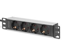 DIGITUS DN-95418 - Panneau de 4 prises - 1U - 10 pouces (254 mm) - montage en rack dans une armoire réseau - argent/noir