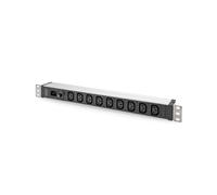 Digitus DN-95429 Multiprise 19" 1U Aluminium 9 Prises IEC C13 230V/10A avec Fiche IEC C14 et Protection 10A pour Armoire Réseau