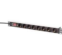 DIGITUS DN-95436 - Multiprise 19 Pouces - 8 Prises - 1U - avec Interrupteur, Protection Contre Les surcharges - 250 VCA 50/60 Hz 16 A 4000 W - pour armoires réseau et serveurs 19 Pouces