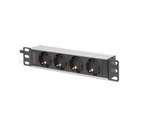 Digitus Multiprise 10" 4 Prises Type F 250V 16A 3600VA Boîtier Aluminium/Plastique Câble 2m DN-95418