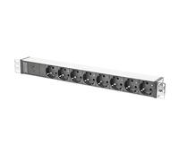 DIGITUS Multiprise 19" - 8 poignées - 1HE - 250 VAC - 50/60 Hz - 10 A - 4000 W - Préservation pour la protection contre les surcharges