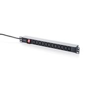 DIGITUS Multiprise 19 Pouces - 12 Prises IEC C13 - 1 U | Interrupteur - prise UK - câble de 2 m - 16 A - pour armoires réseau 19 pouces