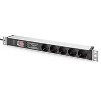 DIGITUS Multiprise 19 pouces - 5 prises - 1U - Avec filtre réseau, protection contre les surtensions, interrupteur - 230 V CA 50/60 Hz - 16 A - 3600 W - Pour armoires réseau et serveurs 19 pouces