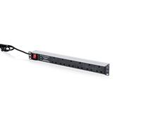 DIGITUS Multiprise 19 Pouces - 6 Prises de Type G - Version Britannique | Interrupteur, parasurtenseur, filtre secteur - prise UK - câble de 3 m - 16 A - Pour armoires réseau et serveurs 19 pouces